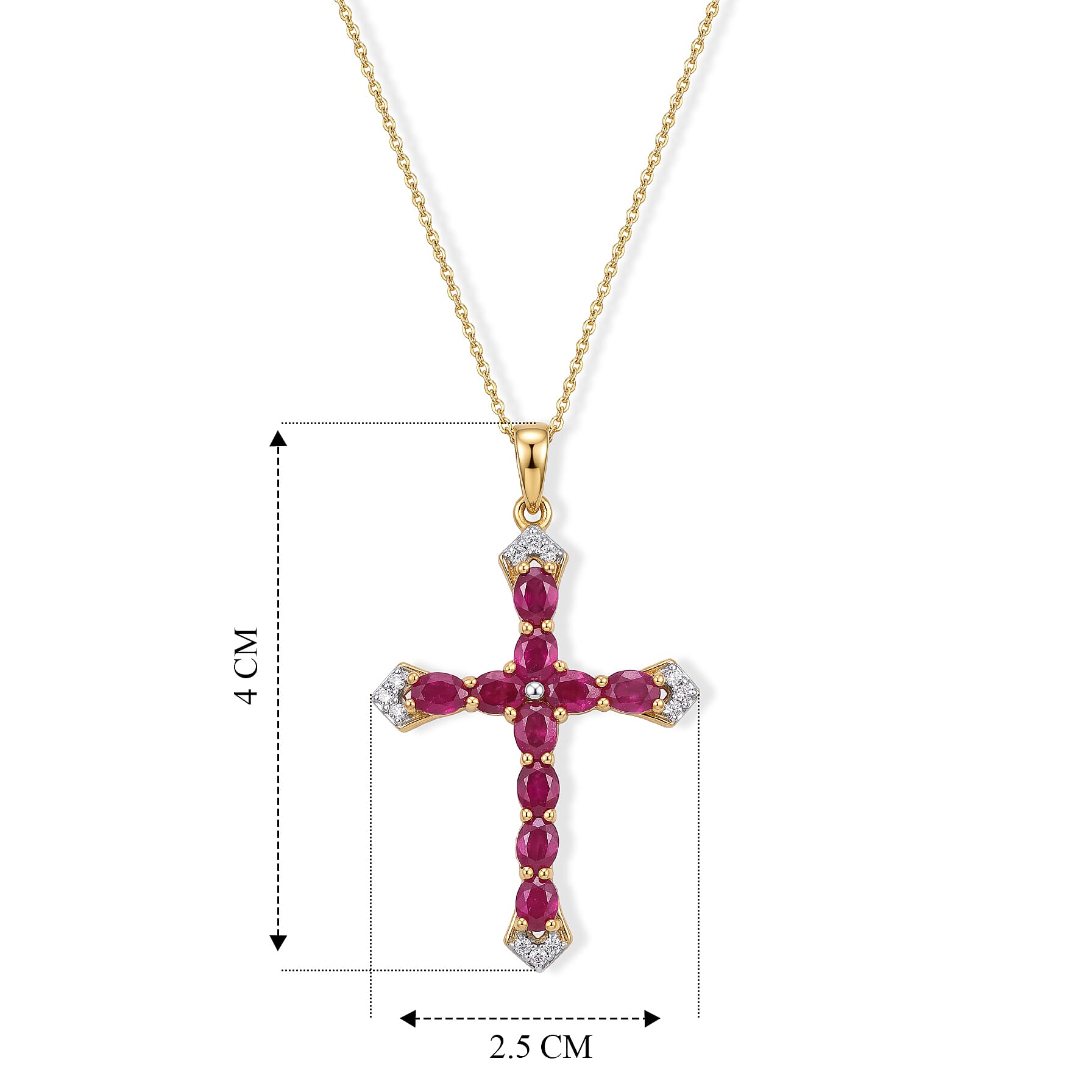 African Ruby,  White Zircon Pendant with Chain (Size 20)  Sterling Silver 0.69 ct  Silver Wt. 5.25 Gms  2.890  Ct.