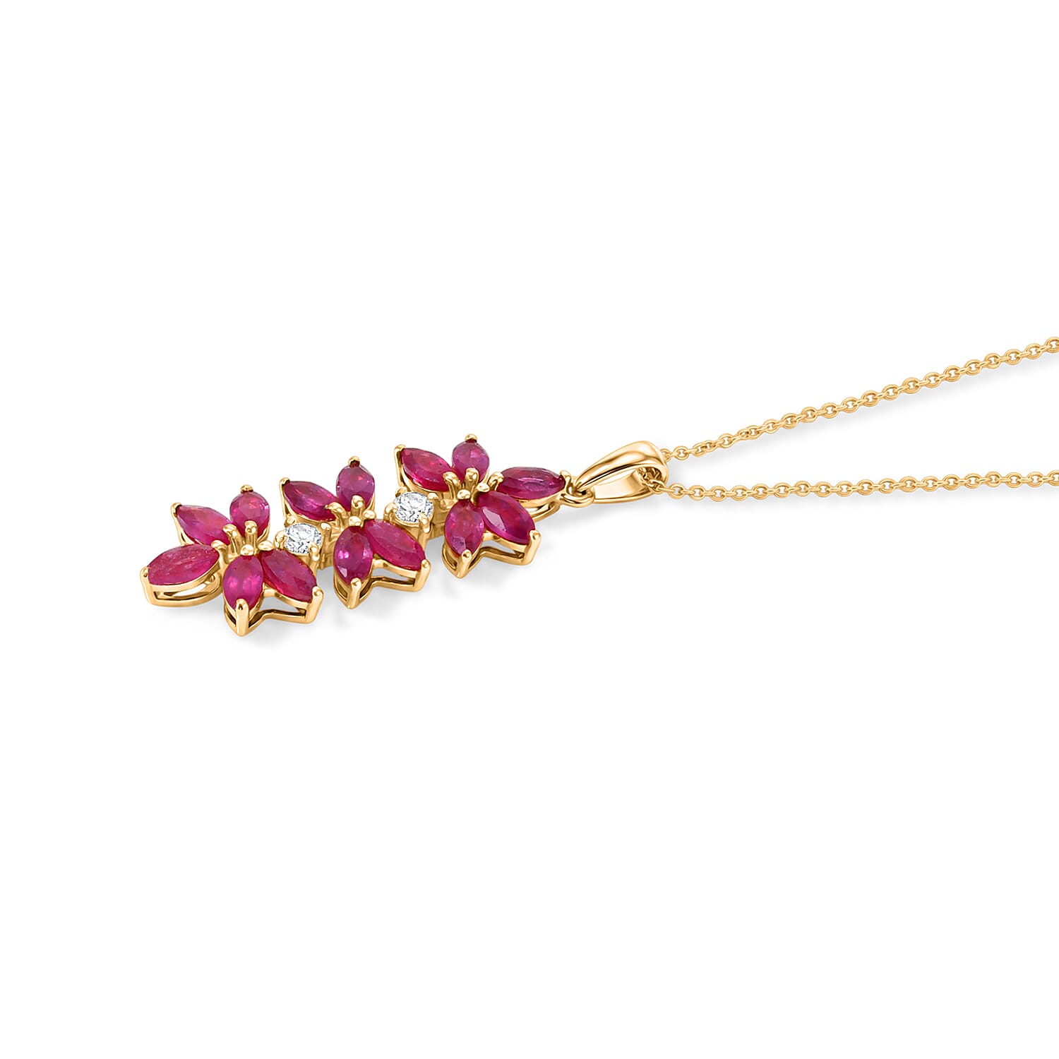 African Ruby,  White Zircon Pendant with Chain (Size 20)  Sterling Silver 0.11 ct  2.630  Ct.