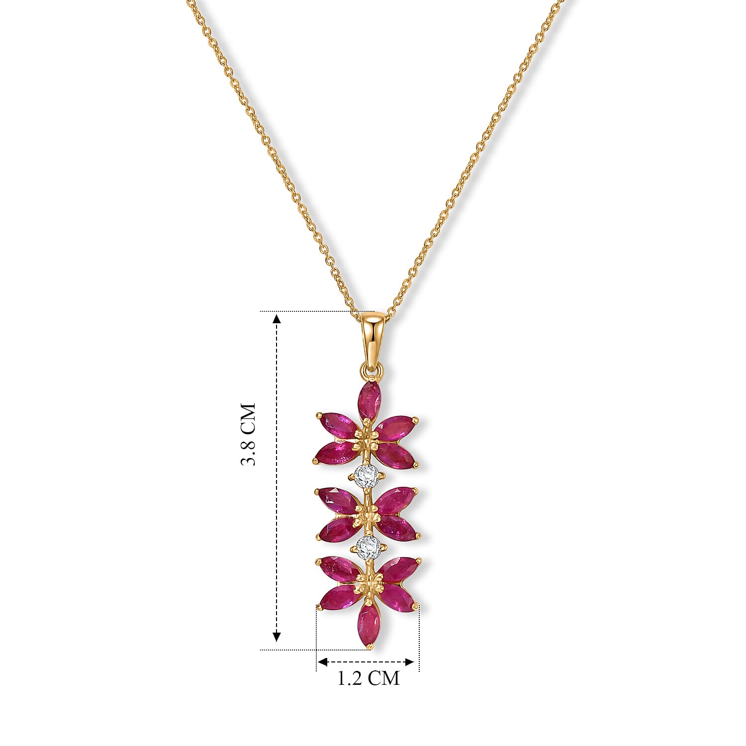 African Ruby,  White Zircon Pendant with Chain (Size 20)  Sterling Silver 0.11 ct  2.630  Ct.