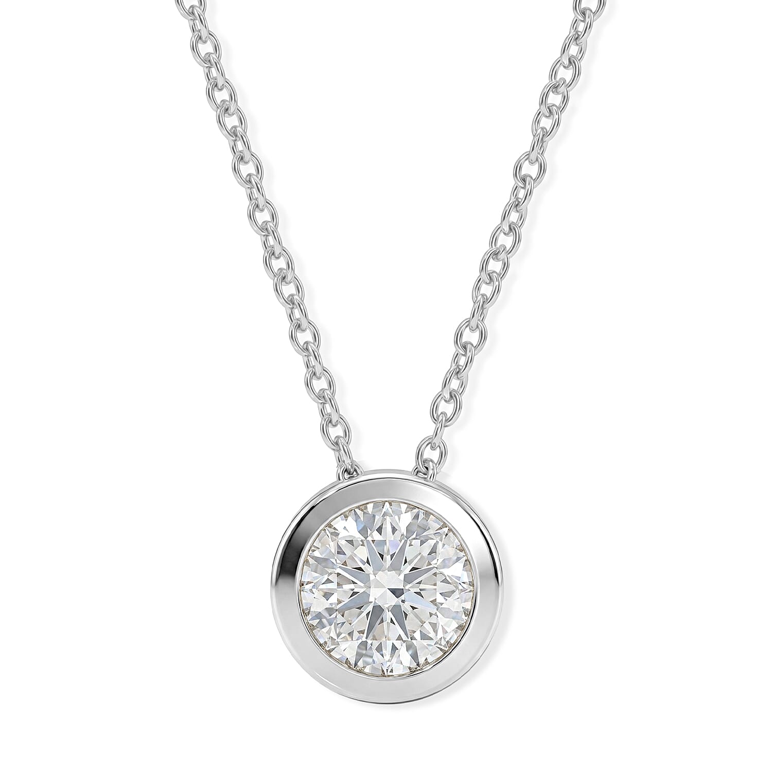 Royal Bali Collection - D'Joy Moissanite Solitaire Pendant in Platinum Overlay Sterling Silver with Chain (Size 20) 2.50 Ct.