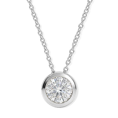 Royal Bali Collection - D'Joy Moissanite Solitaire Pendant in Platinum Overlay Sterling Silver with Chain (Size 20) 2.50 Ct.