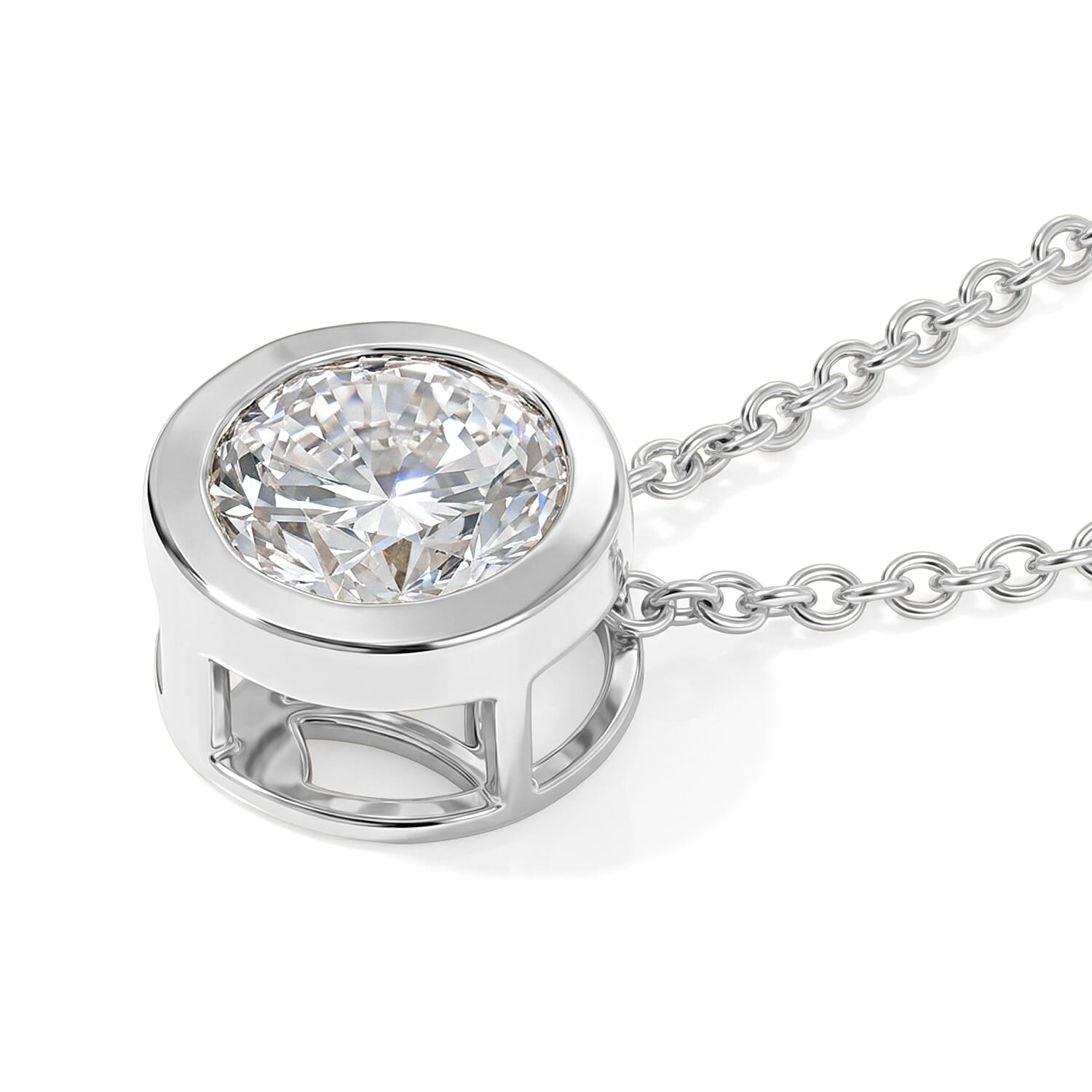 Royal Bali Collection - D'Joy Moissanite Solitaire Pendant in Platinum Overlay Sterling Silver with Chain (Size 20) 2.50 Ct.