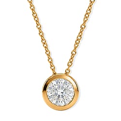 Royal Bali Collection - D'Joy Moissanite Solitaire Pendant in Yellow Gold Plated Sterling Silver with Chain (Size - 20) 2.50 Ct.