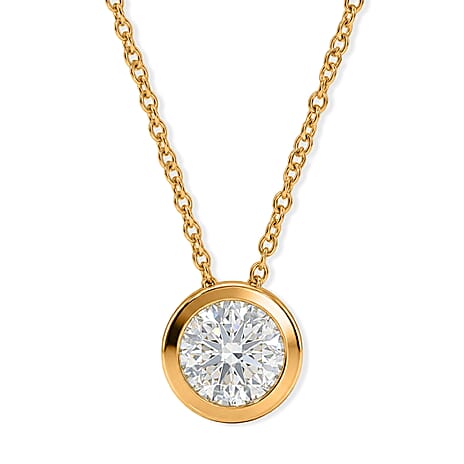 Royal Bali Collection - D'Joy Moissanite Solitaire Pendant in Yellow Gold Plated Sterling Silver with Chain (Size - 20) 2.50 Ct.