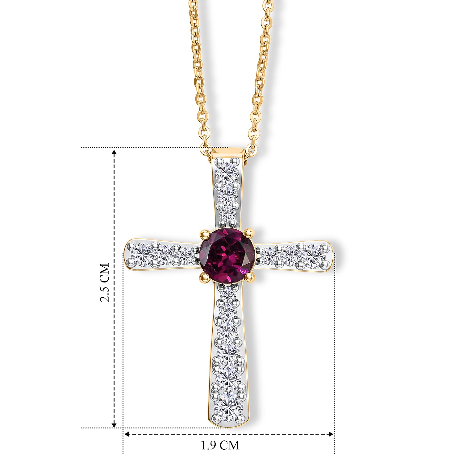 Luxuriant - Radiant Ember Garnet & Lab Grown Diamond (SI-G-H) Pendant with Chain (Size 20) in 18K Vermeil Yellow Gold Plated Sterling Silver 1.10 Ct.