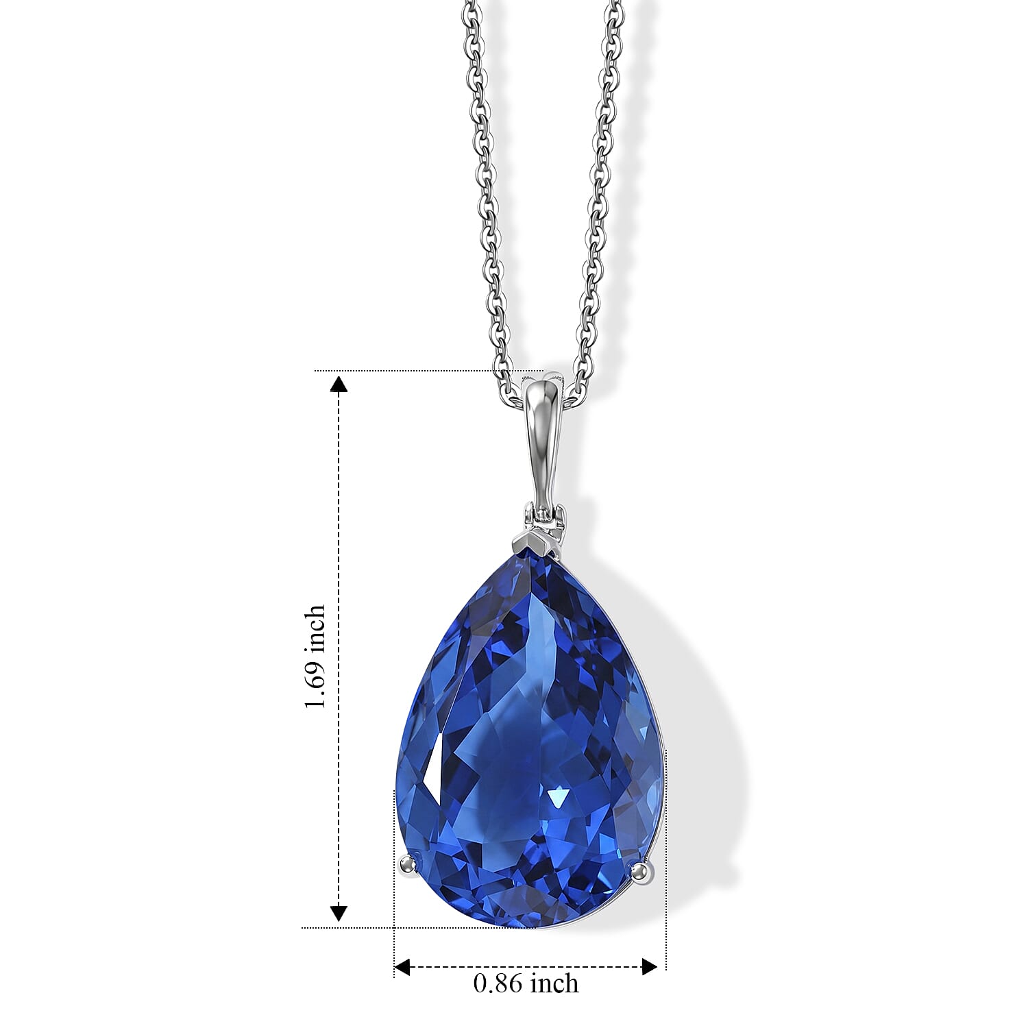 D'Joy - Ceylon Color Quartz Pendant with Chain (Size 20) in Rhodium Overlay Sterling Silver 50.30 Ct.