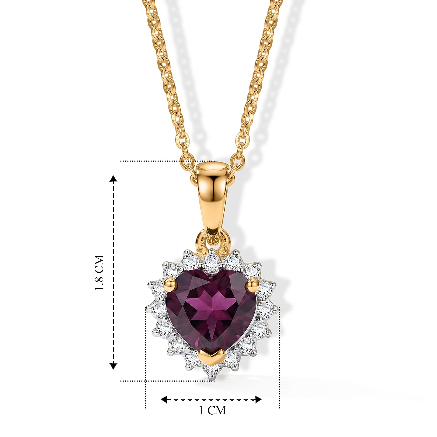Luxuriant - Radiant Ember Garnet & Lab Grown Diamond (SI-G-H) Pendant with Chain (Size 20) in 18K Vermeil Yellow Gold Plated Sterling Silver 1.64 Ct.