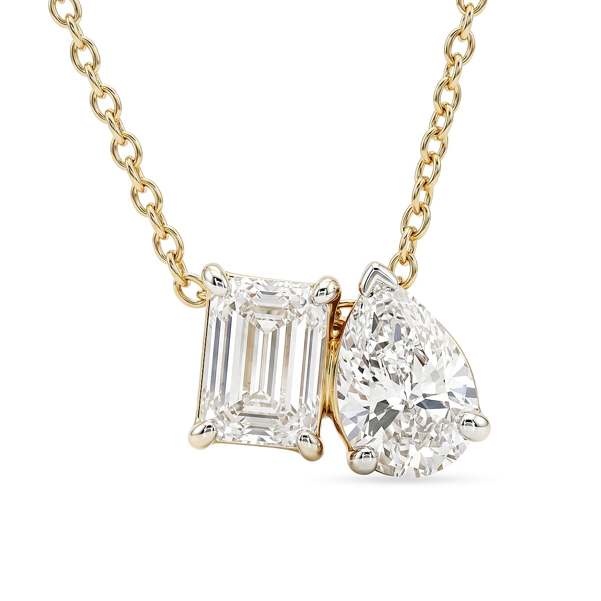 Lab Grown Diamond Pendant with Torn Chain 19DC (Size 20) in 18K YG Vermeil Sterling Silver 0.50 ct  1.000  Ct.