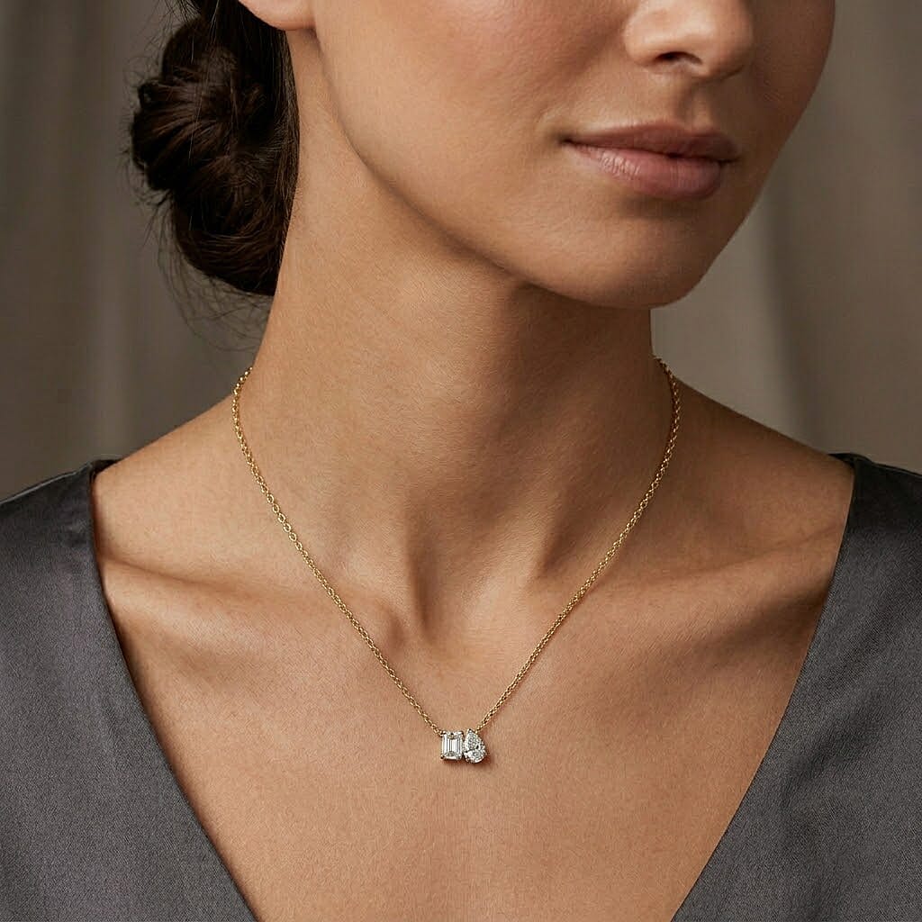 Lab Grown Diamond Pendant with Torn Chain 19DC (Size 20) in 18K YG Vermeil Sterling Silver 0.50 ct  1.000  Ct.
