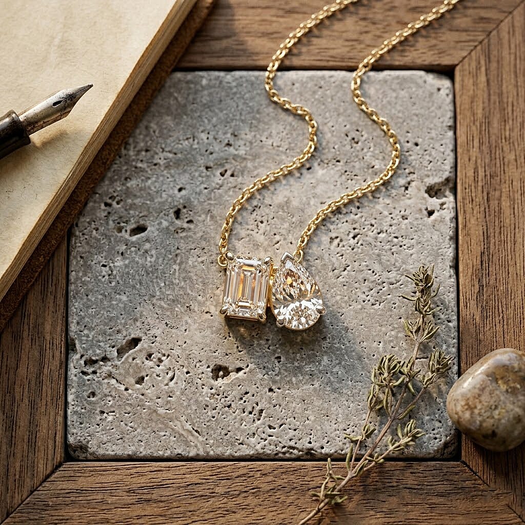 Lab Grown Diamond Pendant with Torn Chain 19DC (Size 20) in 18K YG Vermeil Sterling Silver 0.50 ct  1.000  Ct.