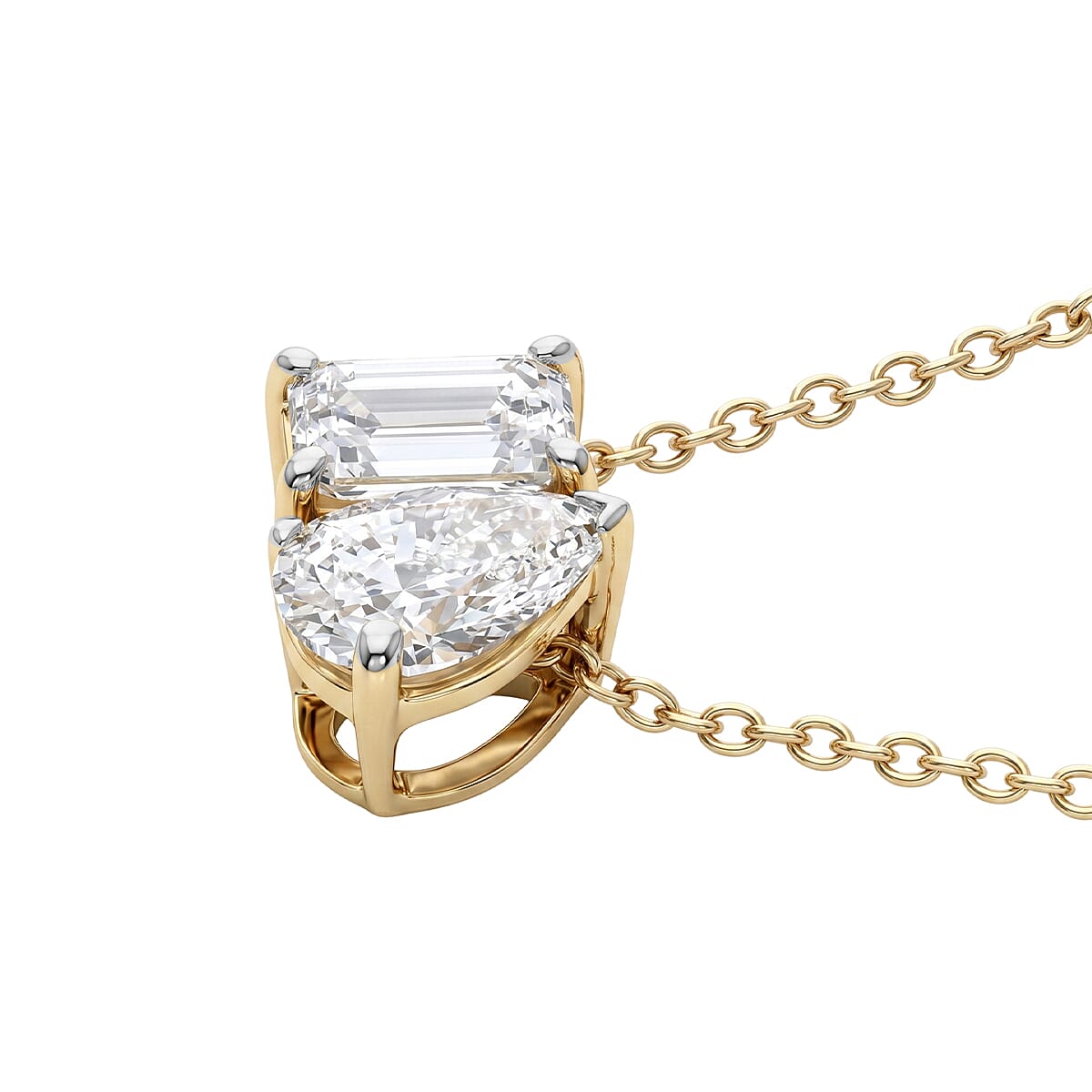 Lab Grown Diamond Pendant with Torn Chain 19DC (Size 20) in 18K YG Vermeil Sterling Silver 0.50 ct  1.000  Ct.