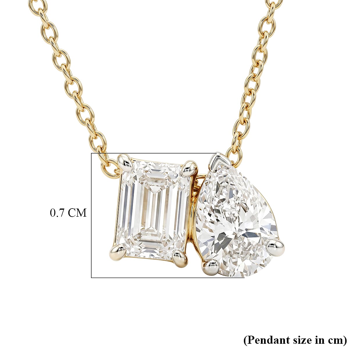 Lab Grown Diamond Pendant with Torn Chain 19DC (Size 20) in 18K YG Vermeil Sterling Silver 0.50 ct  1.000  Ct.