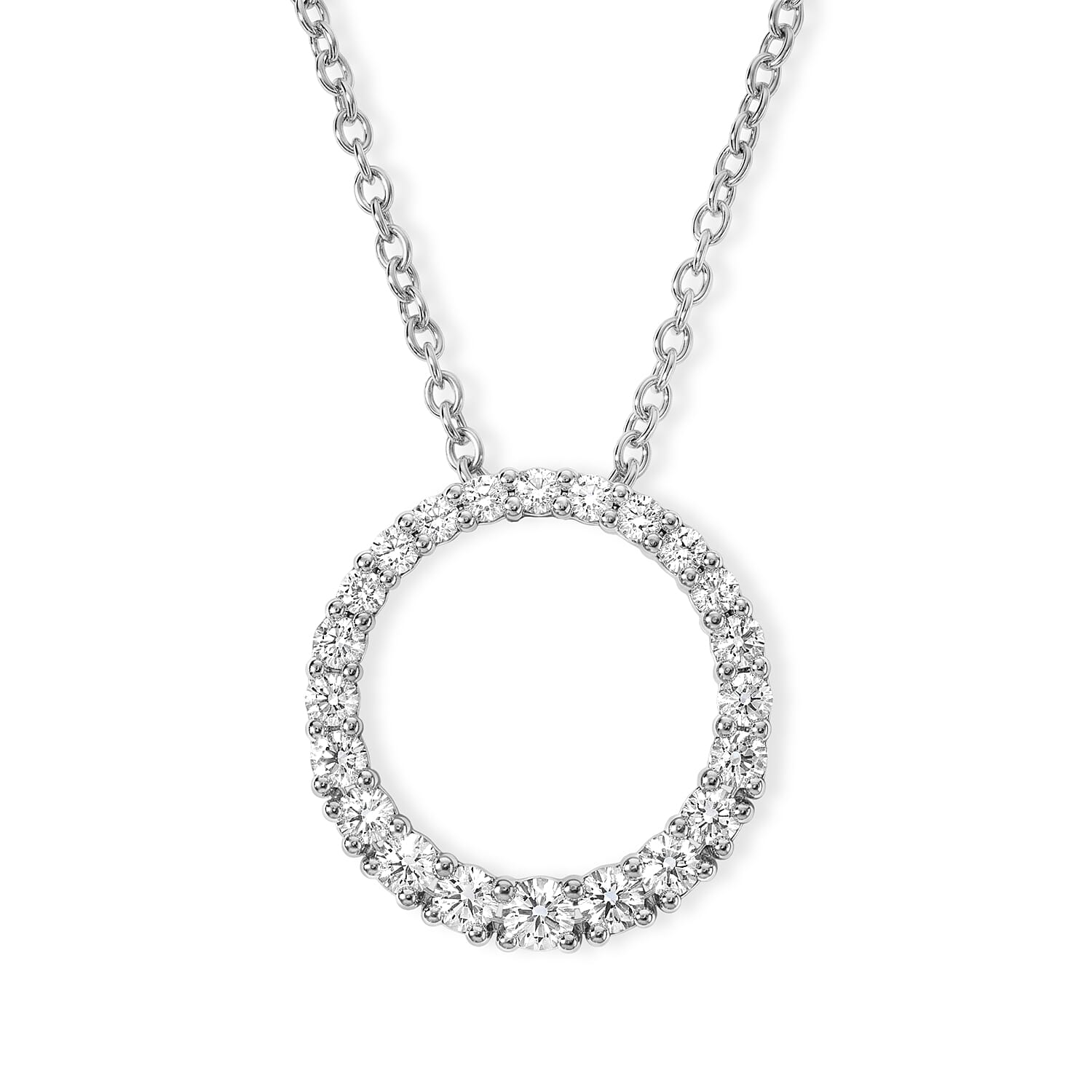Luxuriant - Lab Grown Diamond (SI-G-H) Pendant with Chain (Size 20) in Rhodium Overlay Sterling Silver 1.00 Ct.