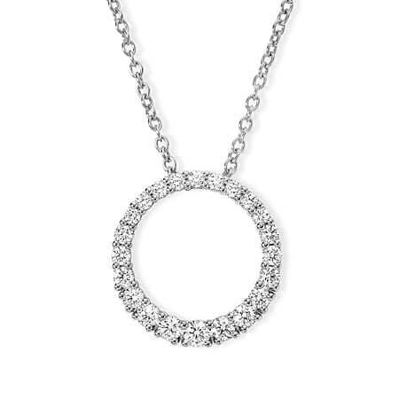 Luxuriant - Lab Grown Diamond (SI-G-H) Circular Pendant with Chain (Size 20) in Rhodium Overlay Sterling Silver 1.00 Ct. Luxuriant - Lab Grown Diamond (SI-G-H) Circular Pendant with Chain (Size 20) in Rhodium Overlay Sterling Silver 1.00 Ct.