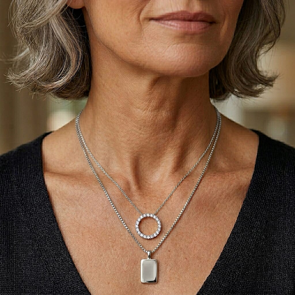 Luxuriant - Lab Grown Diamond (SI-G-H) Pendant with Chain (Size 20) in Rhodium Overlay Sterling Silver 1.00 Ct.