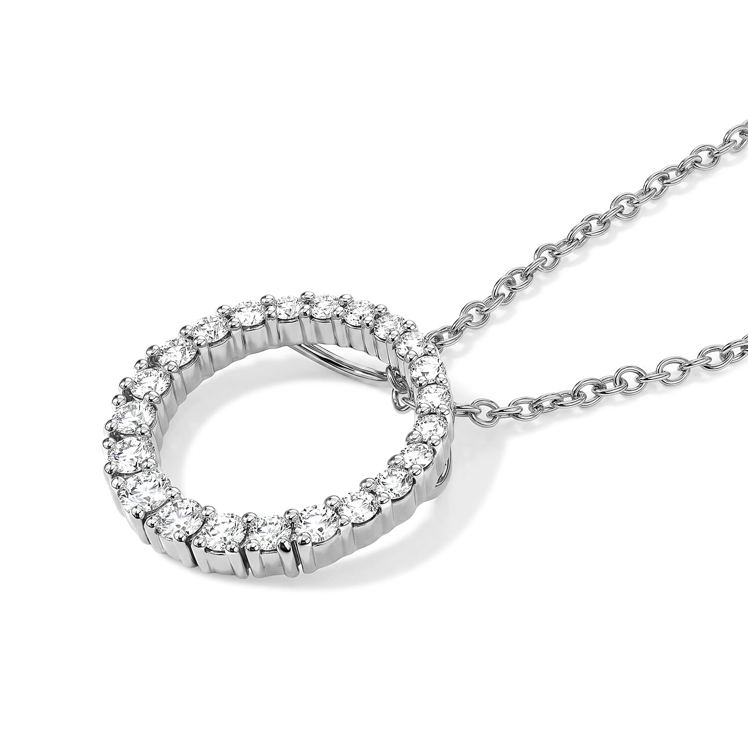 Luxuriant - Lab Grown Diamond (SI-G-H) Pendant with Chain (Size 20) in Rhodium Overlay Sterling Silver 1.00 Ct.