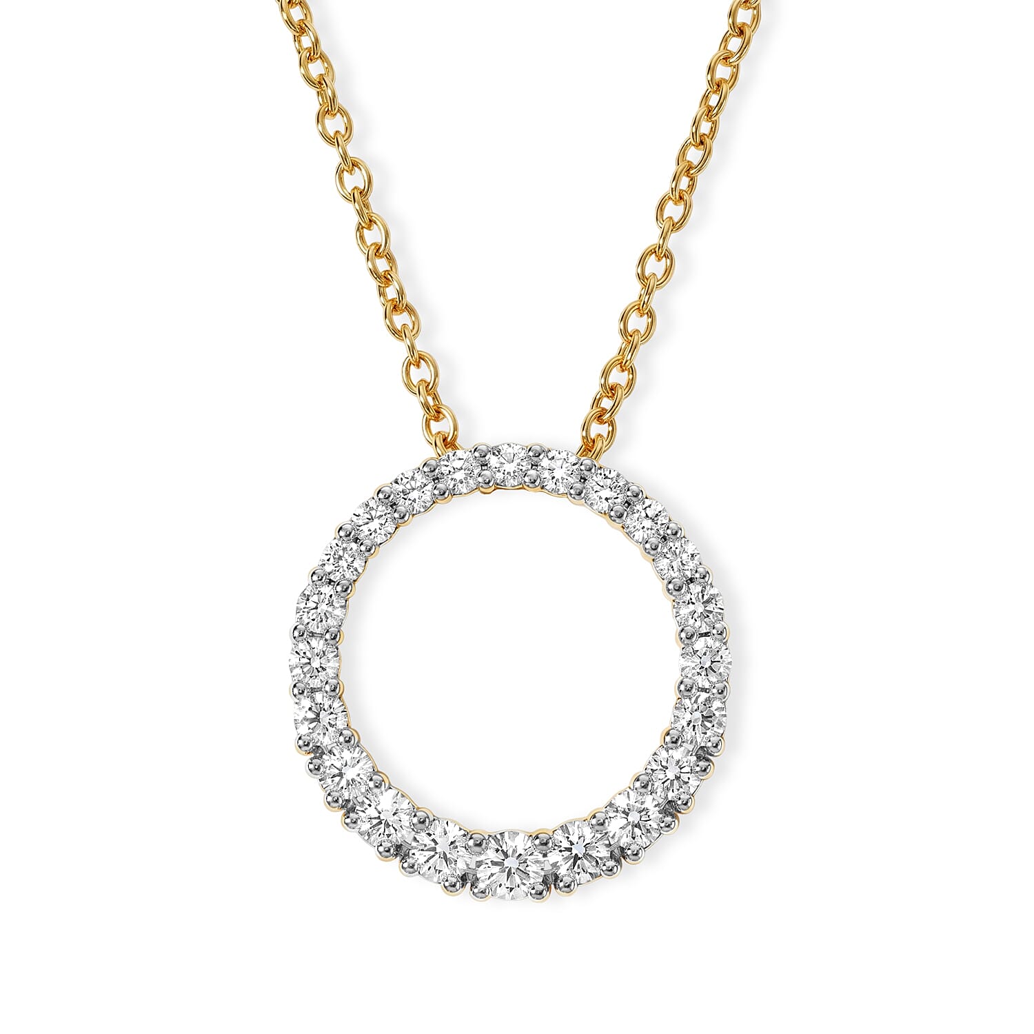 Luxuriant - Lab Grown Diamond (SI-G-H) Pendant with Chain (Size 20) in 18K Vermeil Yellow Gold Plated Sterling Silver 1.00 Ct.