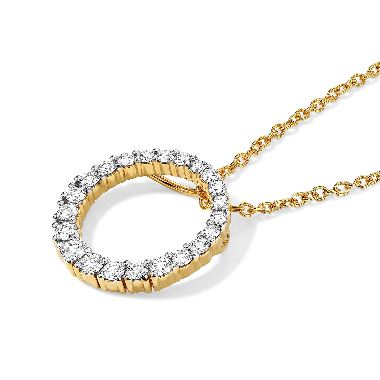 Luxuriant - Lab Grown Diamond (SI-G-H) Pendant with Chain (Size 20) in 18K Vermeil Yellow Gold Plated Sterling Silver 1.00 Ct.
