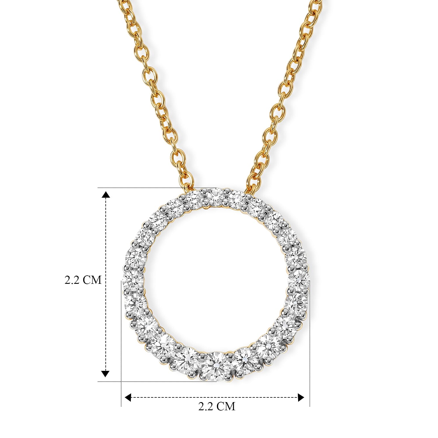 Luxuriant - Lab Grown Diamond (SI-G-H) Pendant with Chain (Size 20) in 18K Vermeil Yellow Gold Plated Sterling Silver 1.00 Ct.