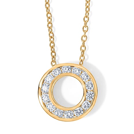 Lab Grown Diamond Pendant with Chain (Size 20) in 18K YG Vermeil Sterling Silver  1.000  Ct.