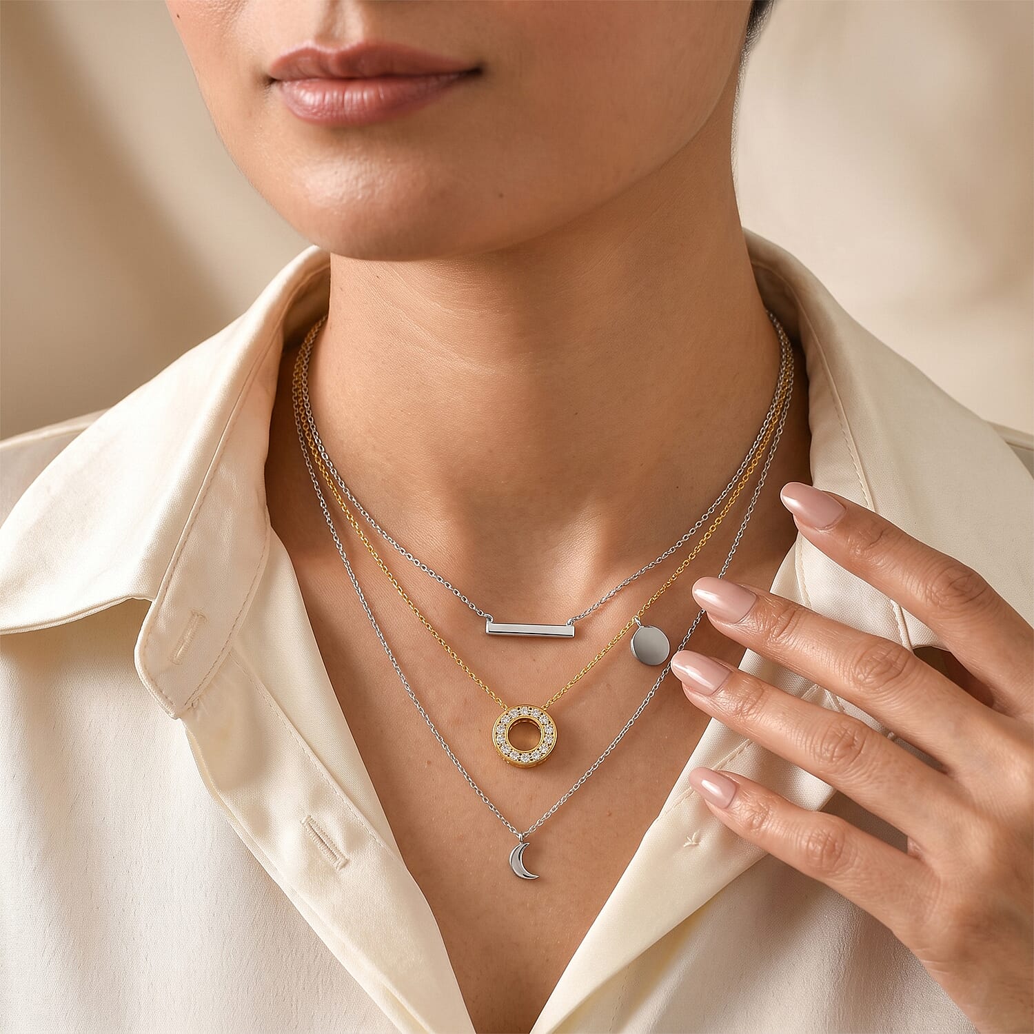 Luxuriant - Lab Grown Diamond (SI-G-H) Circle Pendant with Chain (Size 20) in 18K Vermeil Yellow Gold Plated Sterling Silver 1.00 Ct.