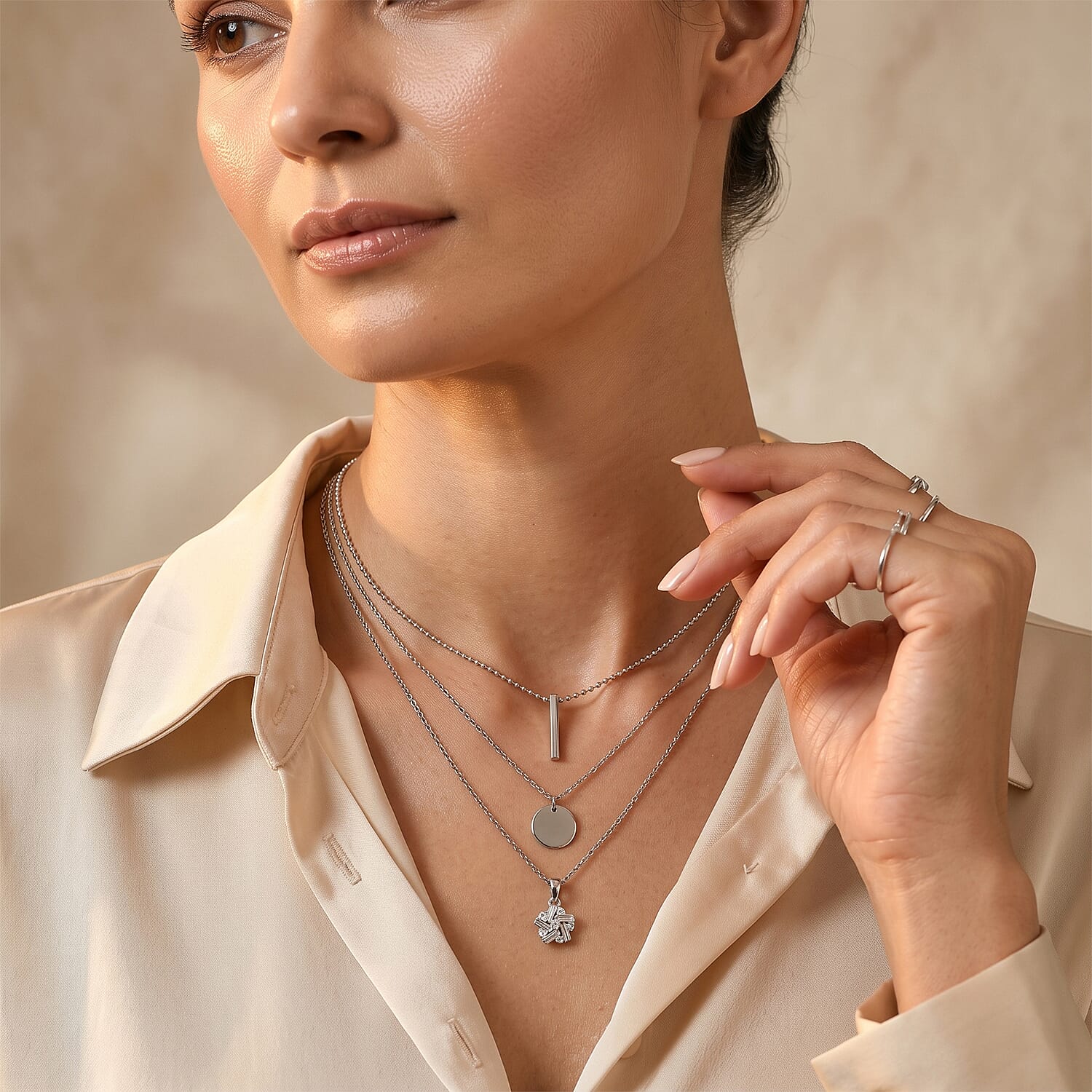 Moissanite Pendant with Chain (Size 20) in Platinum Overlay Sterling Silver 0.16 ct  0.960  Ct.