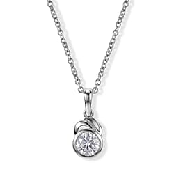 D'Joy - Moissanite Solitaire Pendant in Platinum Overlay Sterling Silver with Chain (Size 20) 1.00 Ct.