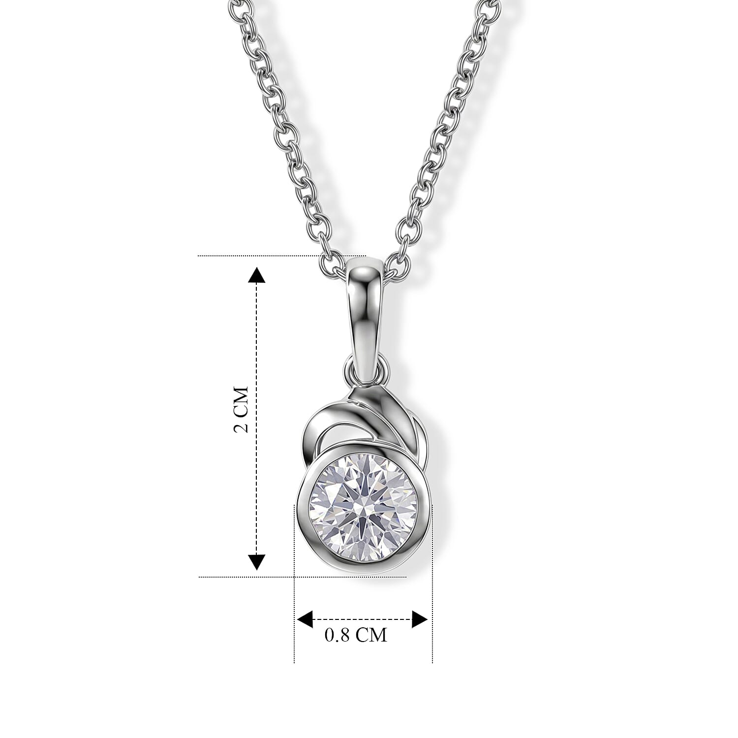 Moissanite Pendant with Chain (Size 20) in Platinum Overlay Sterling Silver  1.000  Ct.