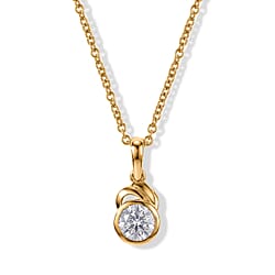 D'Joy - Moissanite Solitaire Pendant in Platinum Overlay Sterling Silver with Chain (Size 20) 1.00 Ct.