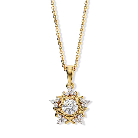 Moissanite Pendant with Torn Chain 19DC (Size 20)  Sterling Silver 0.17 ct  0.650  Ct.