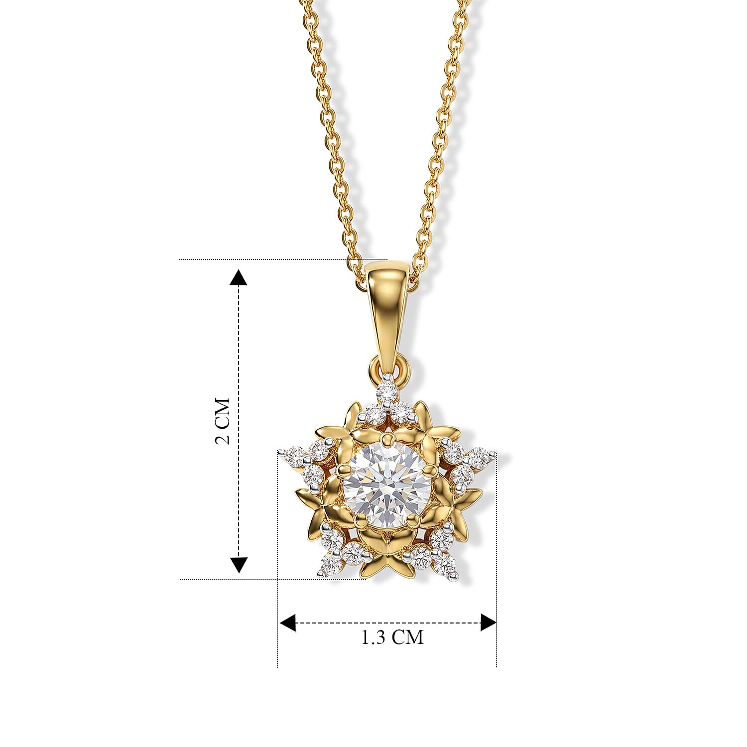 Moissanite Pendant with Torn Chain 19DC (Size 20)  Sterling Silver 0.17 ct  0.650  Ct.