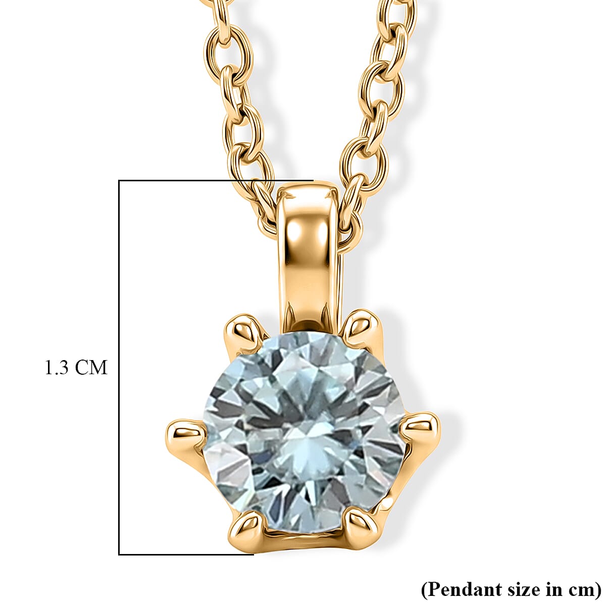 Paraiba Moissanite Solitaire Pendant in Yellow Gold Plated Sterling Silver with Chain (Size - 20)