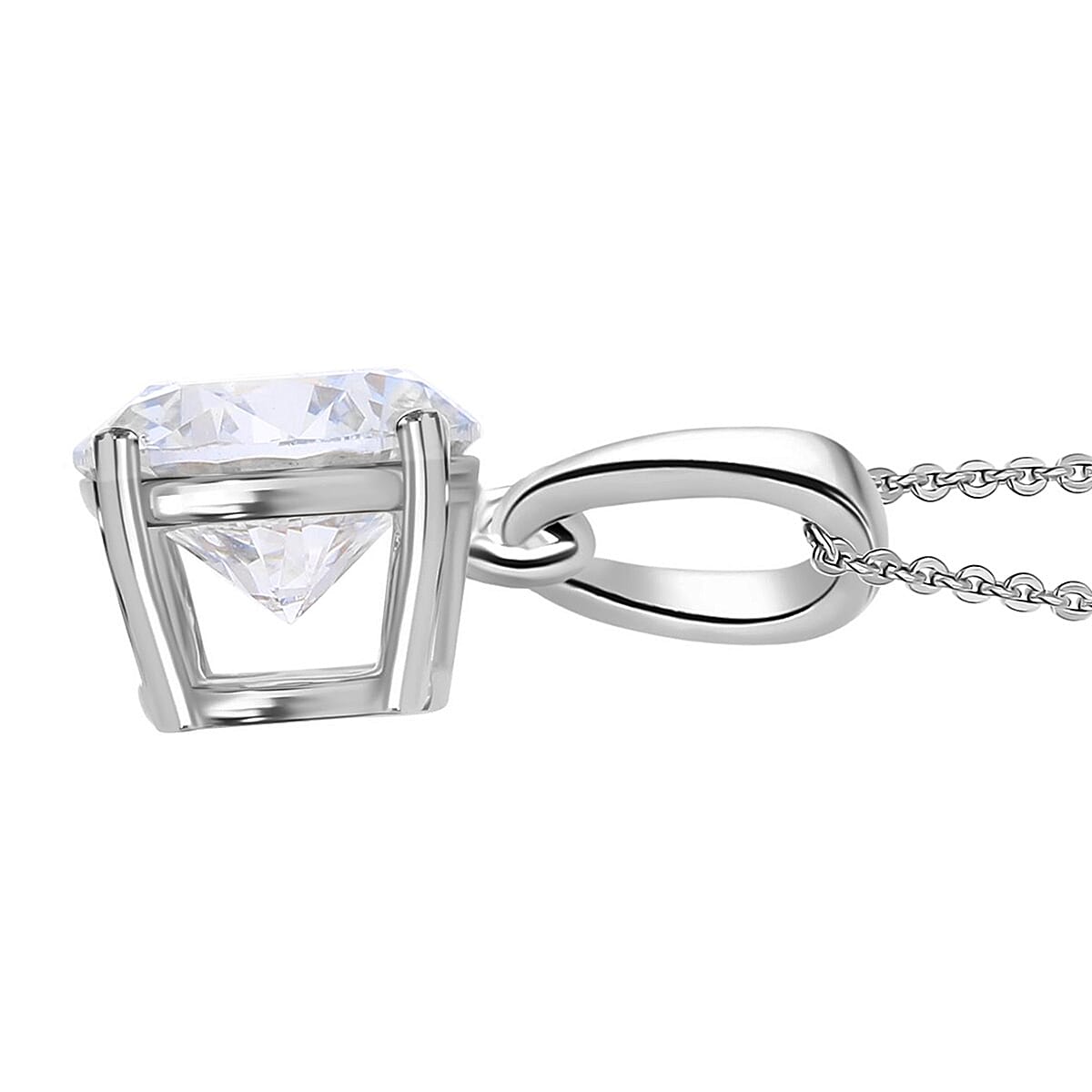 Luxuriant - Lab Grown Diamond (SI-G-H) Solitaire Pendant with Chain (Size 18-2 Ext) in Rhodium Overlay Sterling Silver 1.00 Ct.