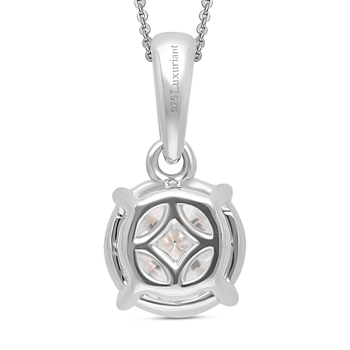 Luxuriant - Lab Grown Diamond (SI-G-H) Solitaire Pendant with Chain (Size 18-2 Ext) in Rhodium Overlay Sterling Silver 1.00 Ct.