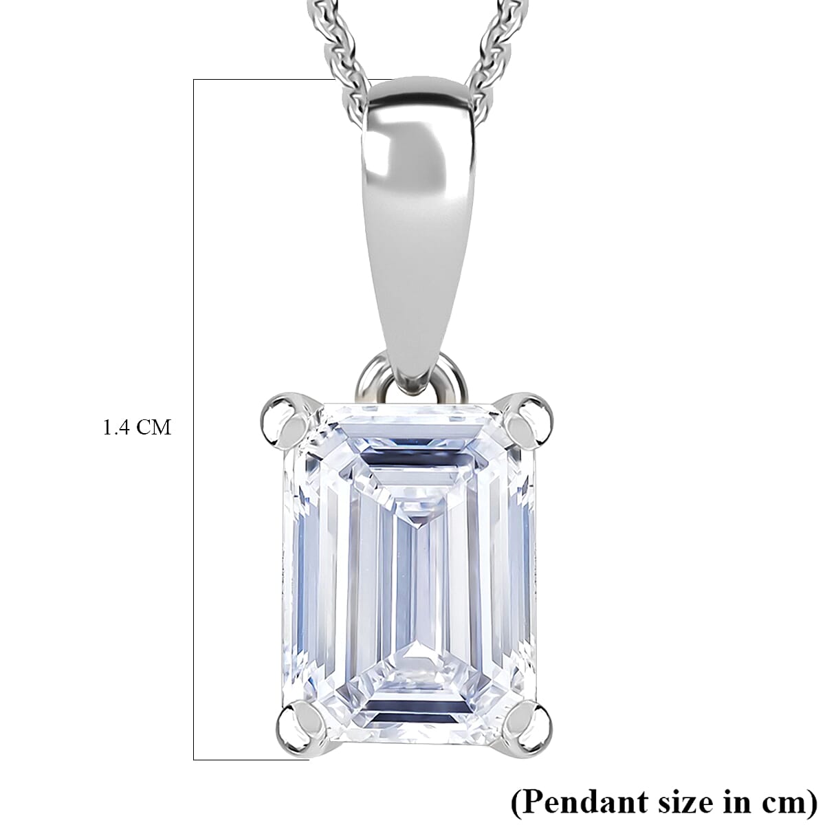 Luxuriant - Lab Grown Diamond (SI-G-H) Emerald Cut Solitaire Pendant with Chain (Size 18-2 Ext) in Rhodium Overlay Sterling Silver 1.00 Ct.