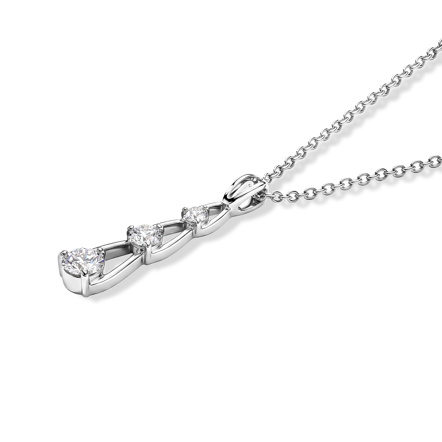 Moissanite Pendant with Chain (Size 20) in Platinum Overlay Sterling Silver 0.35 ct  0.830  Ct.