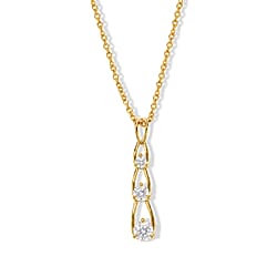 D'Joy - Moissanite Trilogy Pendant in Platinum Overlay Sterling Silver with Chain (Size 20)