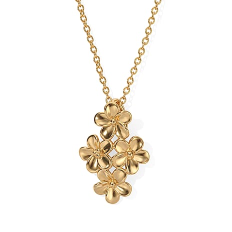 EverTrue Bronzella Collection - Floral Drop Pendant with Chain (Size 20) in 18K Gold Plating