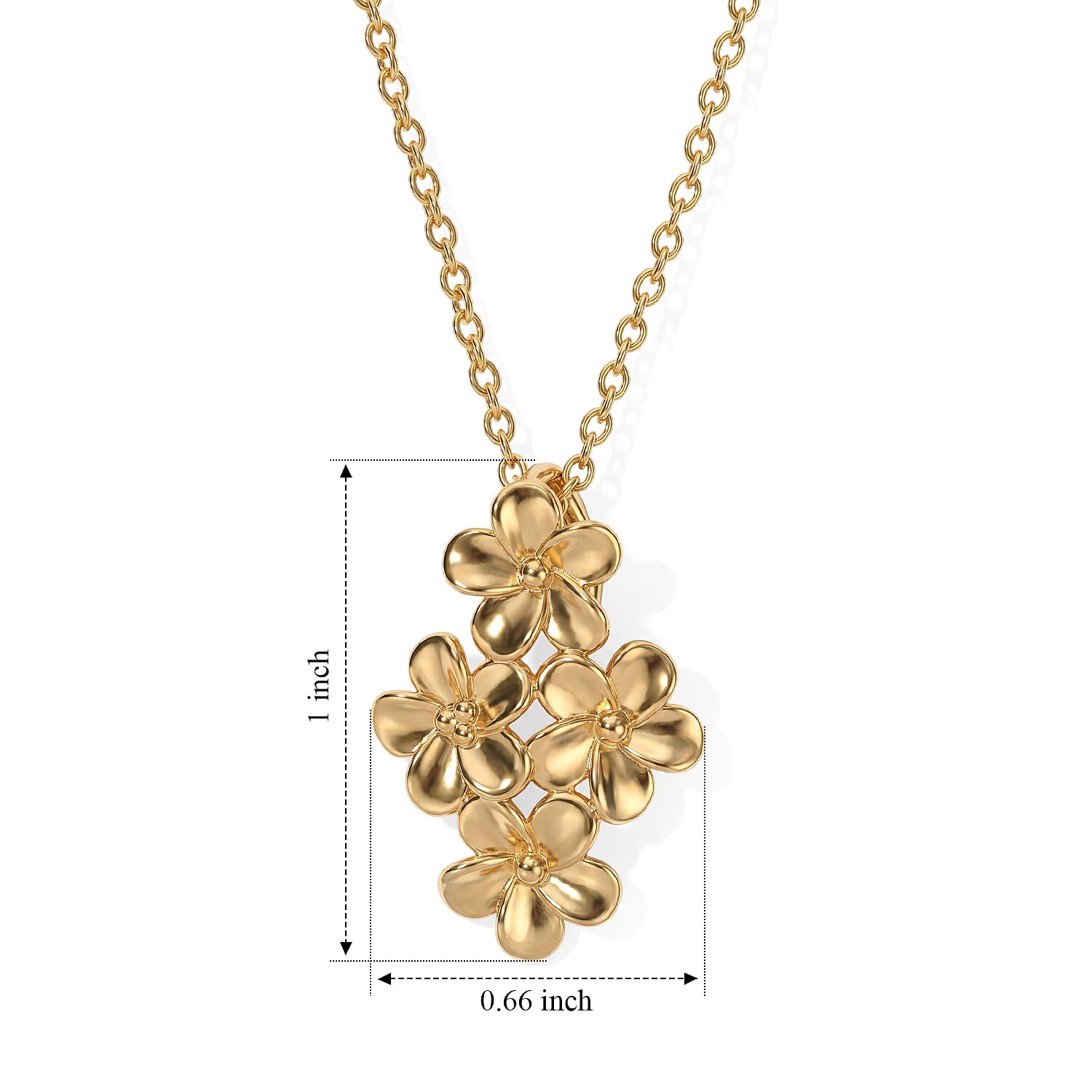 EverTrue Bronzella Collection - Floral Drop Pendant with Chain (Size 20) in 18K Gold Plating
