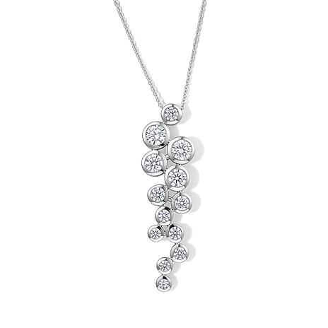 D'Joy - Moissanite Pendant with Chain (Size 20) in Rhodium Overlay Sterling Silver 2.53 Ct.