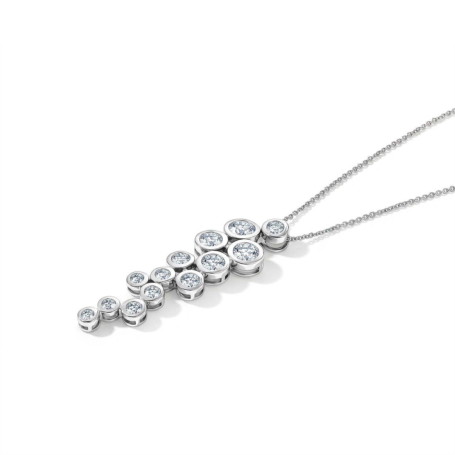 D'Joy - Moissanite Pendant with Chain (Size 20) in Rhodium Overlay Sterling Silver 2.53 Ct.