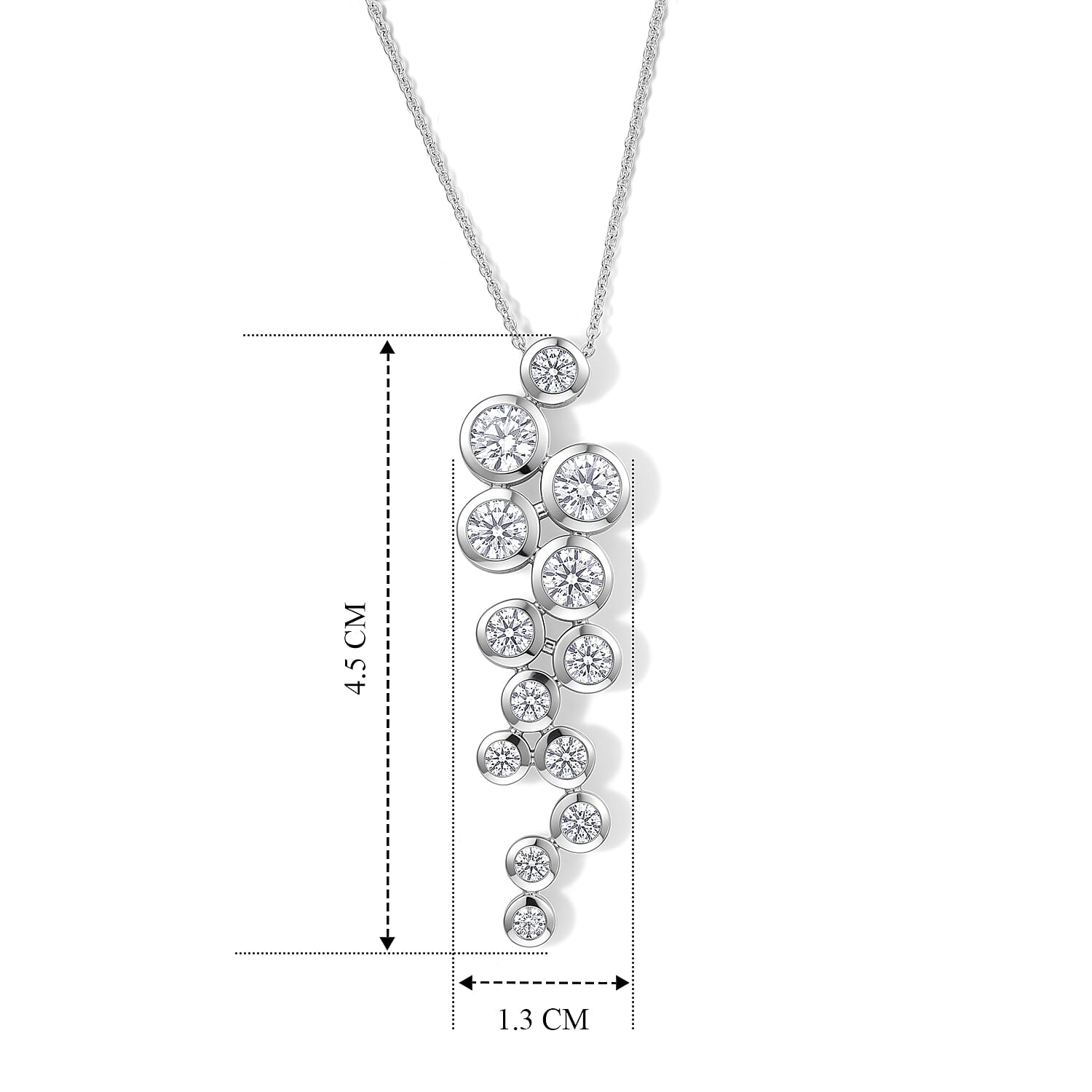 D'Joy - Moissanite Pendant with Chain (Size 20) in Rhodium Overlay Sterling Silver 2.53 Ct.