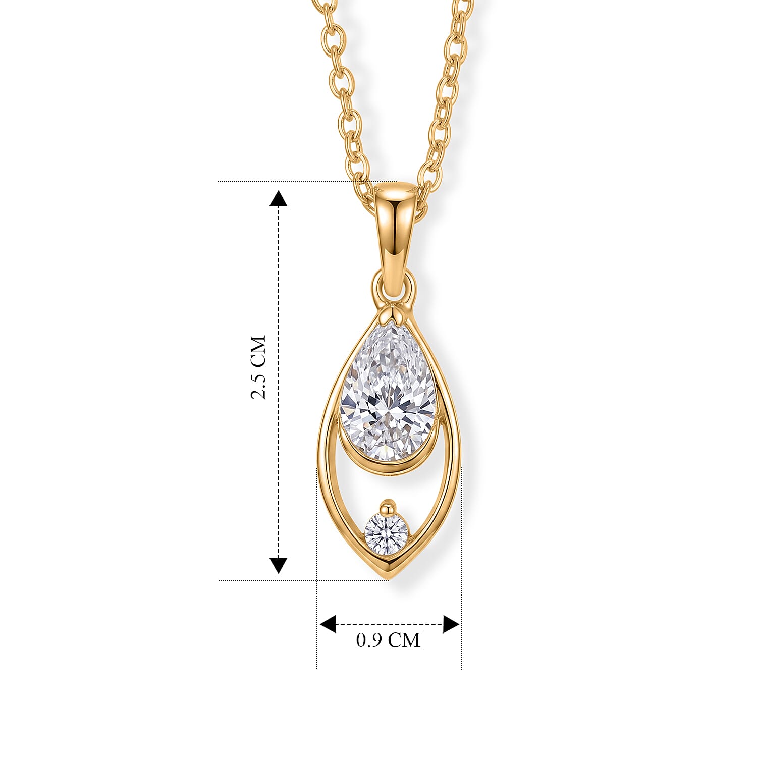 Lucy Q - SGL Certified Lab Grown Diamond (SI-G-H) Pendant with Chain (Size 20) in 18K Vermeil Yellow Gold Plated Sterling Silver 1.10 Ct.