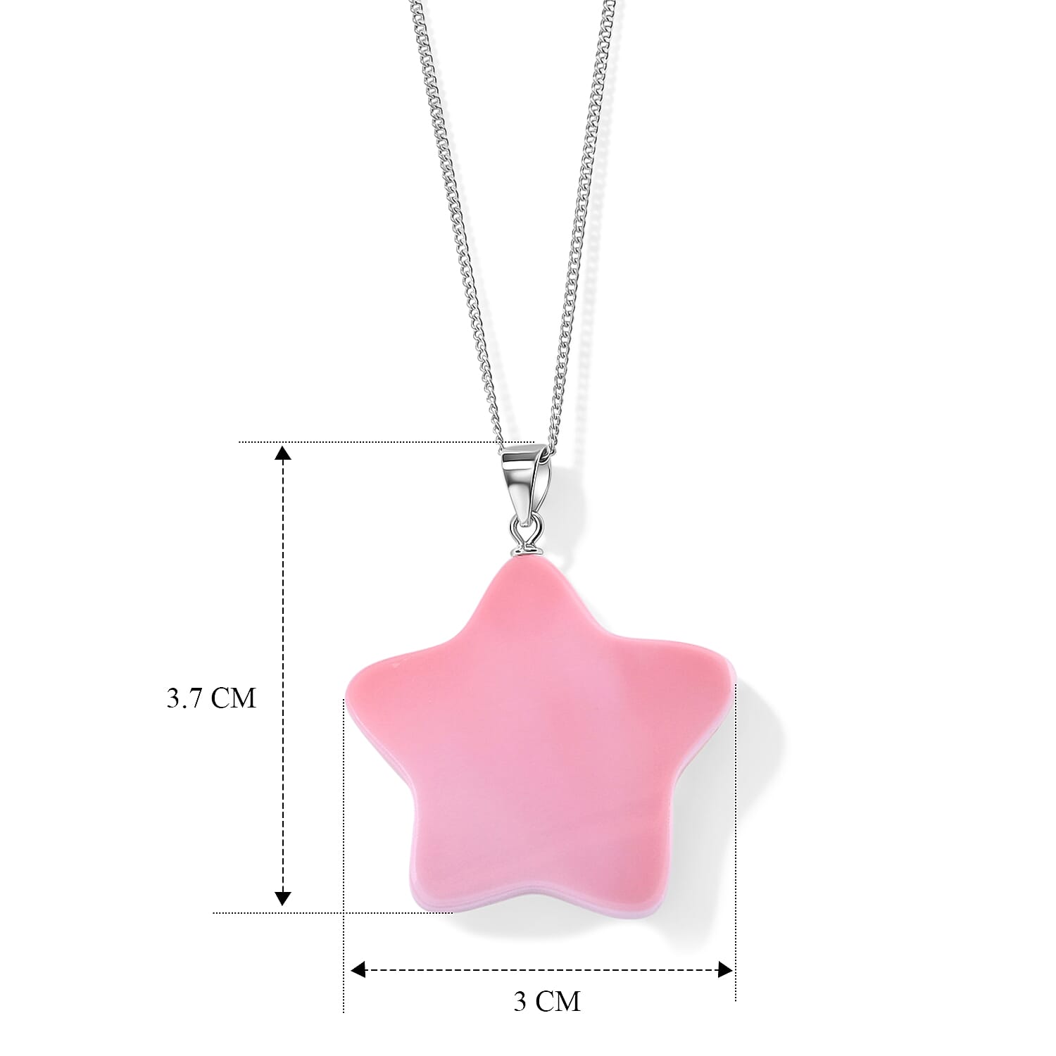 Pink Conch Shell Star Pendant with Chain (Size 18) in Rhodium Overlay Sterling Silver 28.00 Ct.
