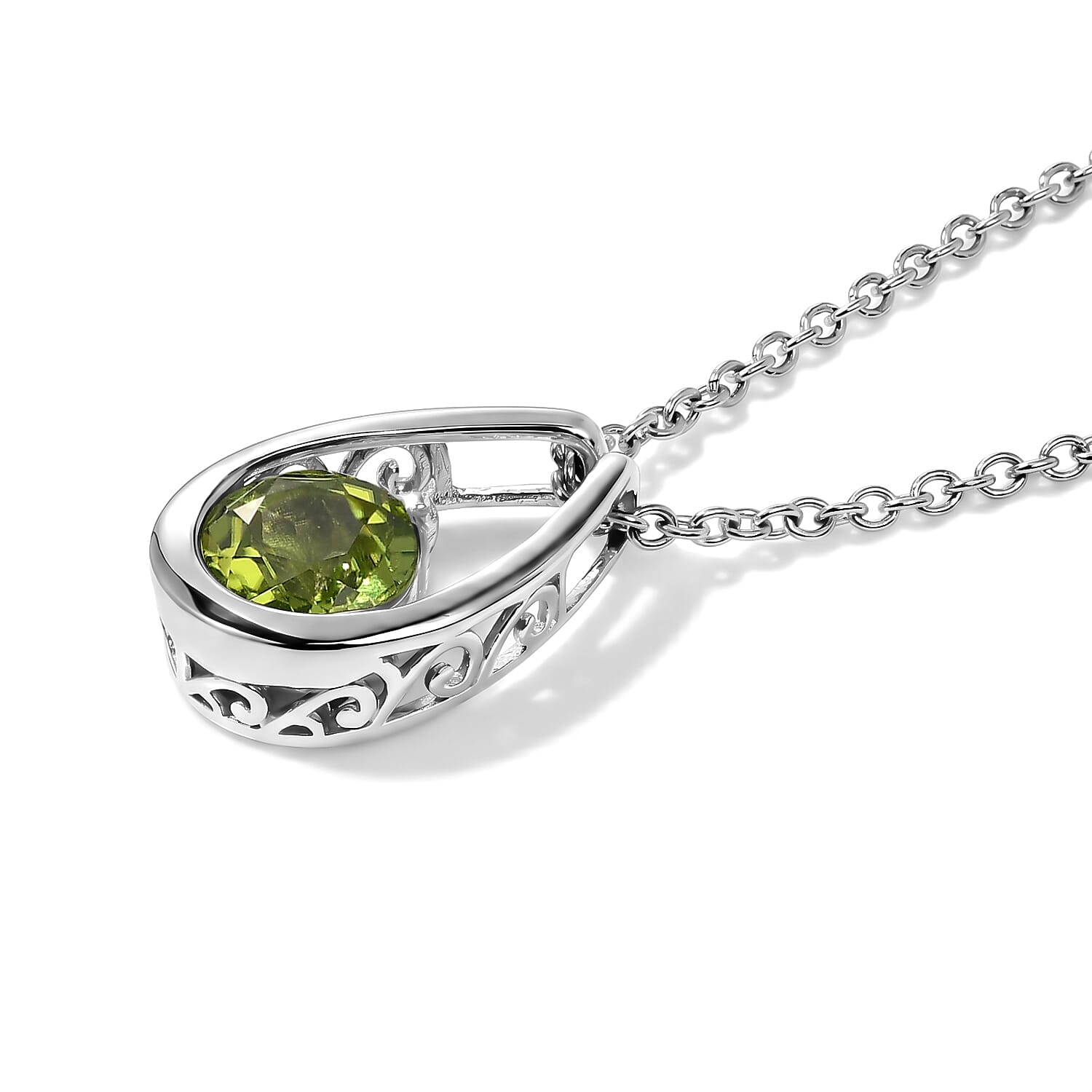 D'Joy - Peridot Pendant in Yellow Gold Plated Sterling Silver with Chain (Size 20) 1.50 Ct.
