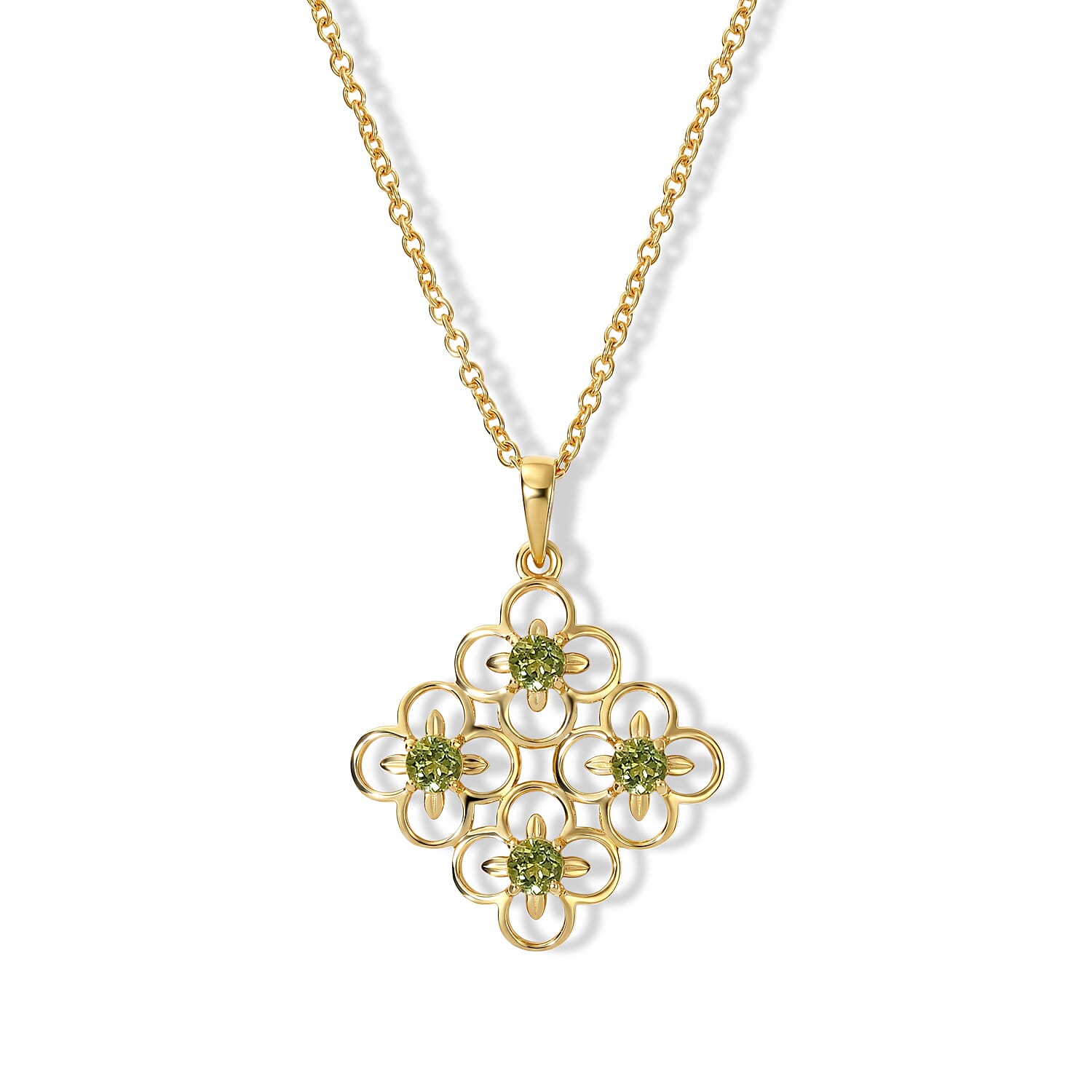 D'Joy - Peridot Pendant in Yellow Gold Plated Sterling Silver with Chain (Size 20)