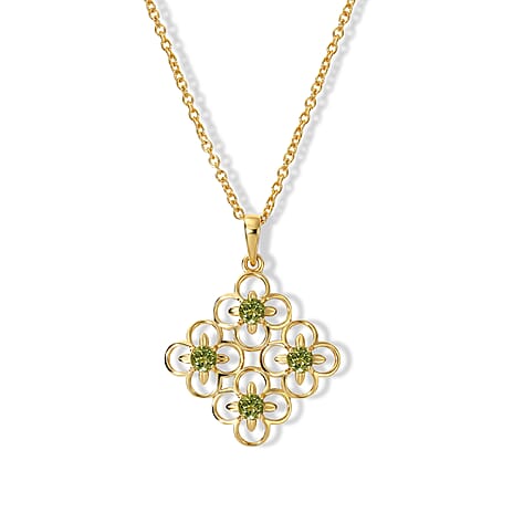 D'Joy - Peridot Pendant in Yellow Gold Plated Sterling Silver with Chain (Size 20)