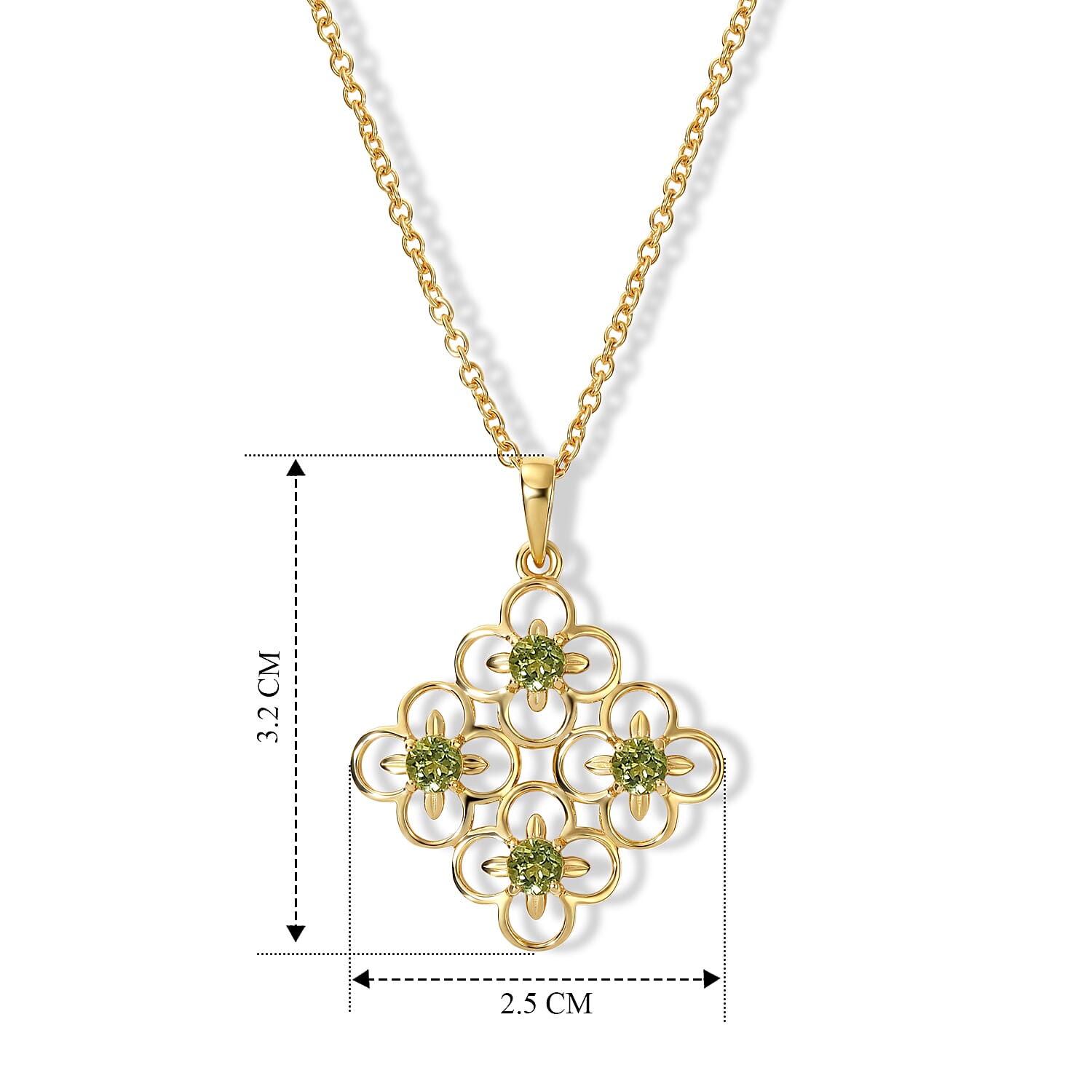 D'Joy - Peridot Pendant in Yellow Gold Plated Sterling Silver with Chain (Size 20)