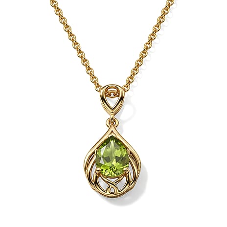 D'Joy - Peridot Pendant in Yellow Gold Plated Sterling Silver with Chain (Size 20) 1.20 Ct.