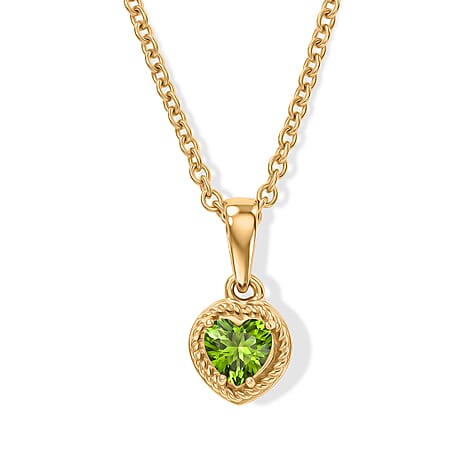 D'Joy - Peridot Pendant in Yellow Gold Plated Sterling Silver with Chain (Size 20)